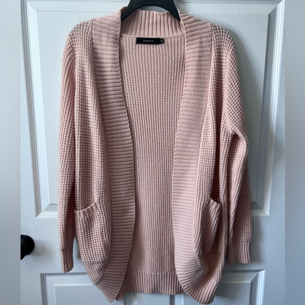 Zesica Light Pink Knitted Cardigan Sweater